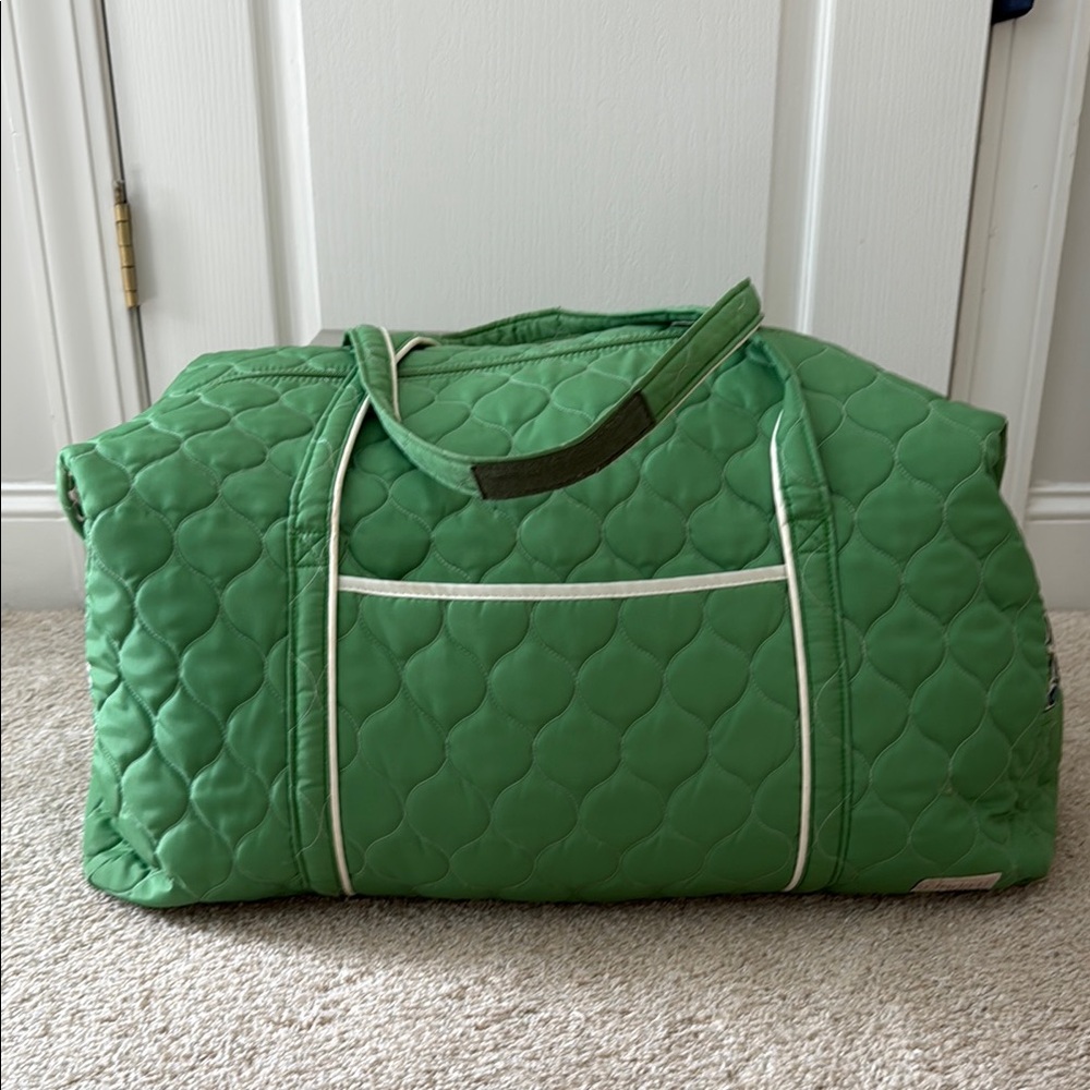 Cinda B Green Quilted Duffel Bag